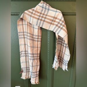 Plaid Beige and Grey Scarf